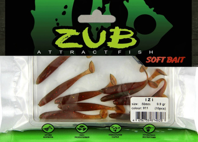 Приманка ZUB-IZI  50мм(2")-10шт, (цвет 911) машинное масло с блестками