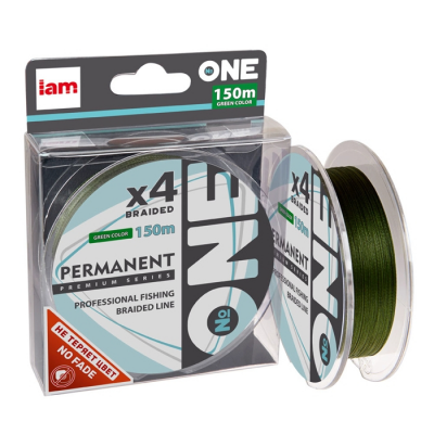 Плетеная леска №ONE PERMANENT Х4-150 (green) d0.20 Плетеная леска №ONE PERMANENT Х4-150 (green) d0.20