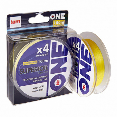 Плетеная леска №ONE SUPERIOR Х4-100 (yellow) d0.12 Плетеная леска №ONE SUPERIOR Х4-100 (yellow) d0.12