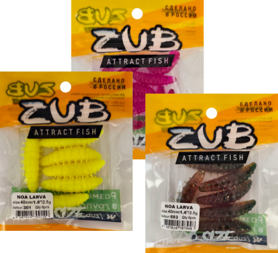 Приманка ZUB NOA LARVA  40мм(1,6") -6шт, (цвет 303) телесный