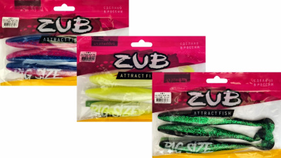 Приманка ZUB-IZI 208мм(8,2")-3шт, (цвет 035) красный верх - зеленый низ