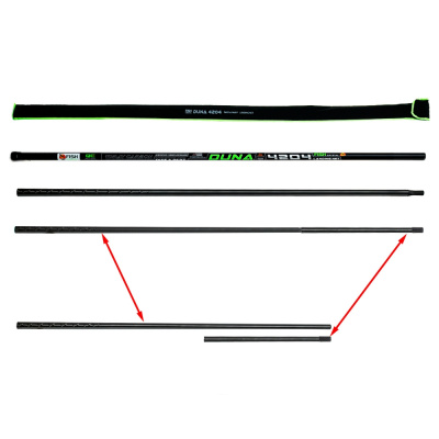 Рукоять для подсачека "DUNA LANDING" FISH CRYSTAL штекер, карбон спортивная 4 секций, 4,2 м.