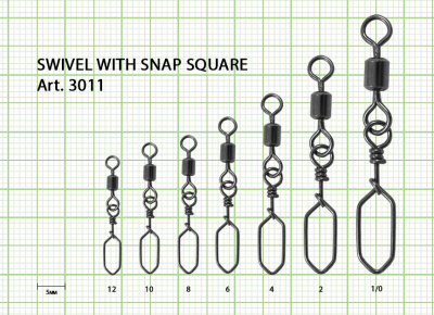 Вертлюжок с застежкой Square, №12 (6 кг), (упак. 10 шт) Вертлюжок с застежкой Square, №12 (6 кг), (упак. 10 шт)