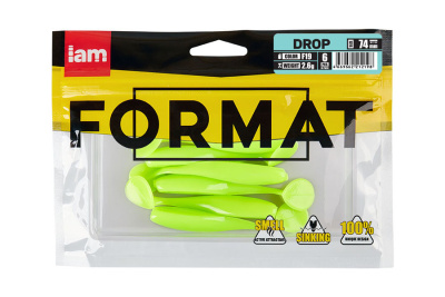 Силиконовая приманка FORMAT DROP  74mm (6шт.) цвет F19 Силиконовая приманка FORMAT DROP  74mm (6шт.) цвет F19