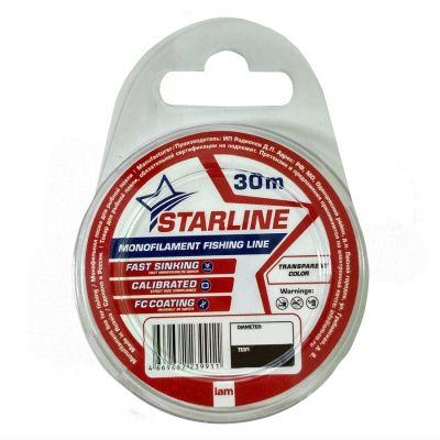 Монофильная леска STARLINE  30m (transparent) d0.105 Монофильная леска STARLINE  30m (transparent) d0.105