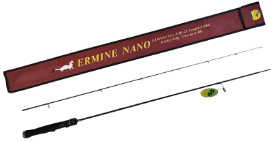 Удилище спиннинговое ERMINE NANO,2 секции, цельная верш. длина1,68 м, тест 0.2-0.8г рукоять цельная