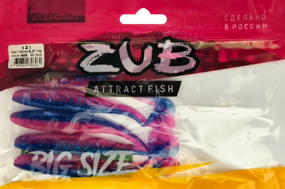 Приманка ZUB-IZI 140мм(5,5")-5шт, (Цвет 408) синий верх - розовый низ