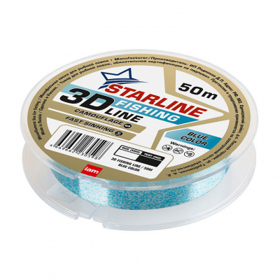Монофильная леска STARLINE 3D Line Pixel  50m (blue) d0.28 Монофильная леска STARLINE 3D Line Pixel  50m (blue) d0.28