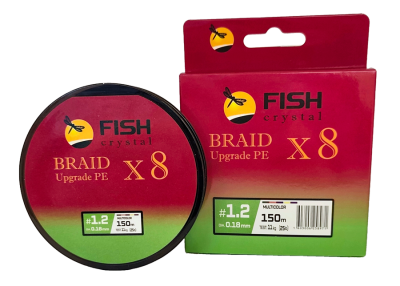 Плетёный шнур из 8-ми нитей, FISH CRYSTAL 5-ти цветный, 0.18мм, 150м, 11 кг