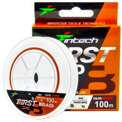 Шнур плетеный Intech First Braid X8 Orange 100m (#1.0 / 0.165mm (15lb / 6.81kg)) Шнур плетеный Intech First Braid X8 Orange 100m (#1.0 / 0.165mm (15lb / 6.81kg))