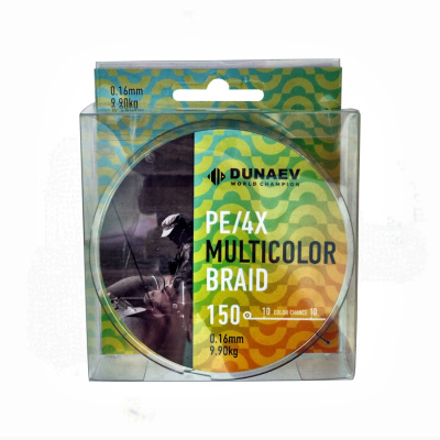 Шнур DUNAEV MULTICOLOR BRAID PE X4 150м 0,22мм