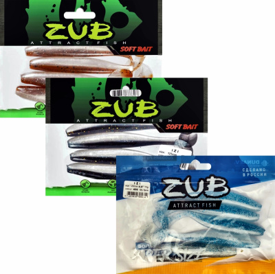 Приманка ZUB-IZI 125мм(4,8")-5шт, (цвет 037) голубой верх - натурал низ