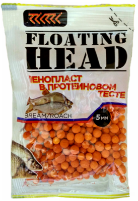Пенопласт в протеиновом тесте D-5 мм.ЛЕЩ- ПЛОТВА рыжий Пенопласт в протеиновом тесте D-5 мм.ЛЕЩ- ПЛОТВА рыжий