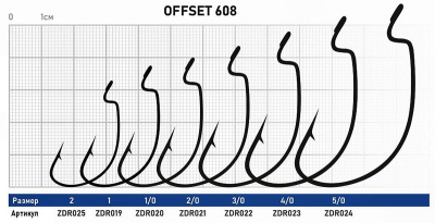 Крючок Offset ZUB 608  # 5/0 (упак. 5 шт)