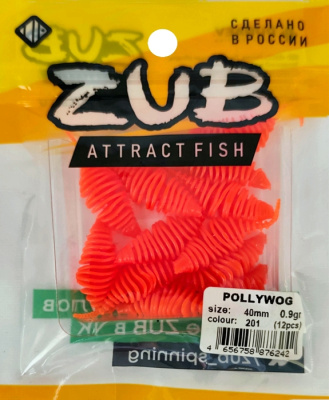 Приманка ZUB-POLLYWOG 40мм(1,5")-12шт, (цвет 201) оранжевый