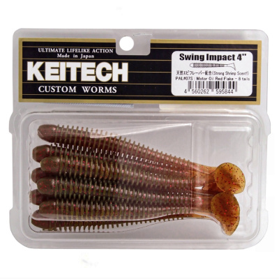 Приманка силиконовая Keitech Swing Impact 4" PAL #07 Motor Oil Red Flake Приманка силиконовая Keitech Swing Impact 4" PAL #07 Motor Oil Red Flake