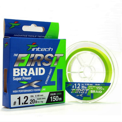 Шнур плетеный Intech First Braid X4 Green 150m (#0.8 / 0.148mm (12lb / 5.45kg)) Шнур плетеный Intech First Braid X4 Green 150m (#0.8 / 0.148mm (12lb / 5.45kg))