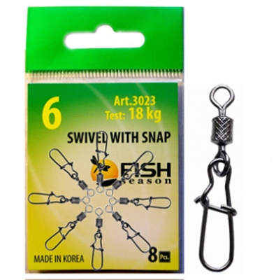 Вертлюжок с накаткой и застежкой Nice, №6 (18 кг), (упак. 8 шт)