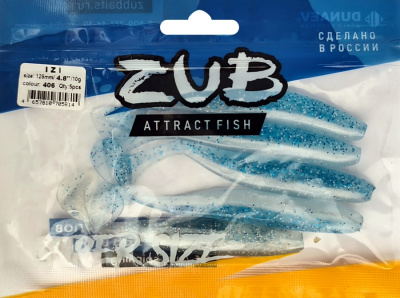Приманка ZUB-IZI 125мм(4,8")-5шт, (Цвет 406) голубой верх - перламутр низ
