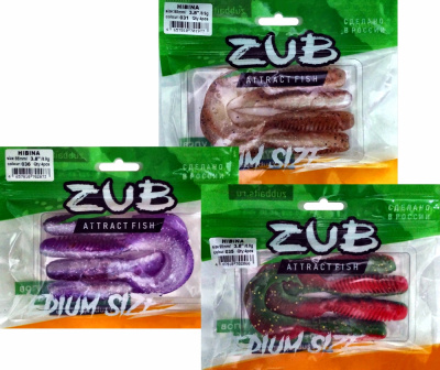 Приманка ZUB-HIBINA  95мм(3,8")-4шт, (Цвет 405) желтый верх - оранжевый низ