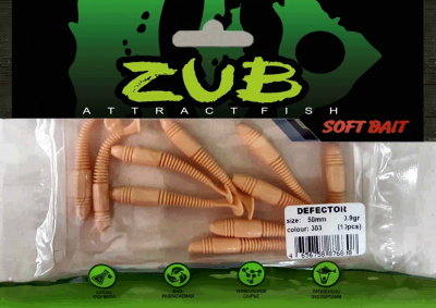 Приманка ZUB-DEFECTOR 50мм(2")-10шт, (цвет 303) телесный