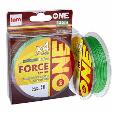 Плетеная леска №ONE FORCE Х4-135 (bright-green) d0.14 Плетеная леска №ONE FORCE Х4-135 (bright-green) d0.14