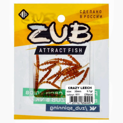 Приманка ZUB-CRAZY LEECH 30мм(1,2")-20шт, (цвет 911) машинное масло с блестками Приманка ZUB-CRAZY LEECH 30мм(1,2")-20шт, (цвет 911) машинное масло с блестками