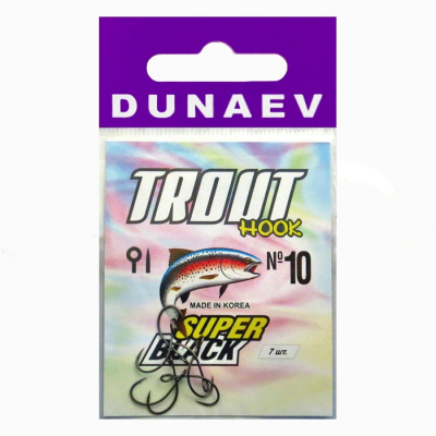 Крючок Dunaev Trout Super Black #10 (упак. 7 шт) Крючок Dunaev Trout Super Black #10 (упак. 7 шт)