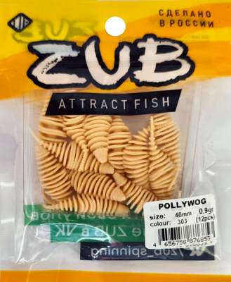 Приманка ZUB-POLLYWOG 40мм(1,5")-12шт, (цвет 303) телесный