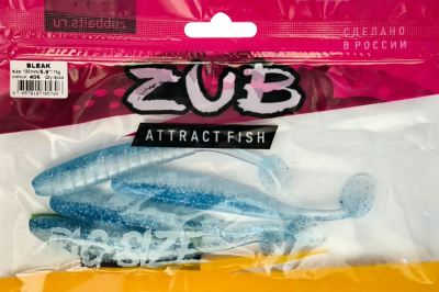 Приманка ZUB-BLEAK 150мм(5,9")-4шт, (Цвет 406) голубой верх - перламутр низ