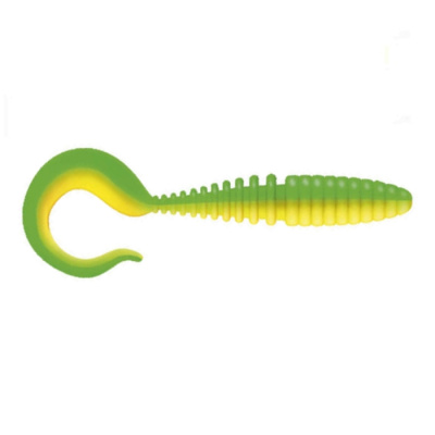 Приманка ZUB-TWIST 100мм(4")-4шт, (Цвет 407)зеленый верх - желтый низ