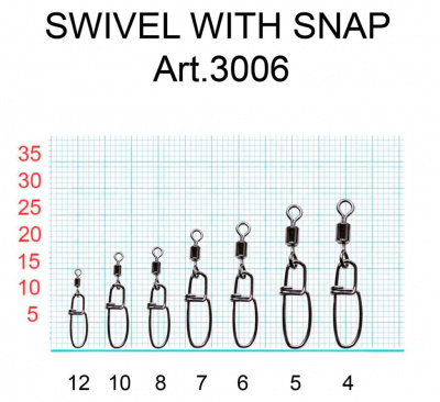 Вертлюжок с застежкой Insurance, №6 (15 кг), (упак. 8 шт) Вертлюжок с застежкой Insurance, №6 (15 кг), (упак. 8 шт)