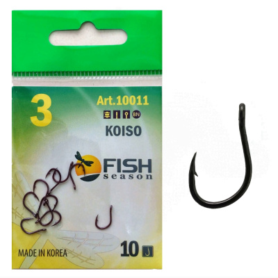 Крючок KOISO-RING №3 с ушком, покрытие BN (10 шт) Крючок KOISO-RING №3 с ушком, покрытие BN (10 шт)