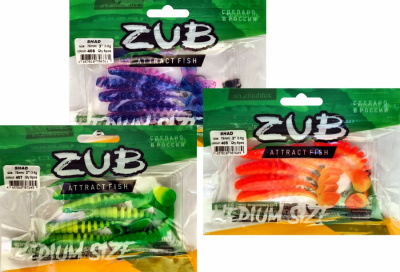 Приманка ZUB-SHAD  75мм(3")-6шт, (цвет 037) голубой верх - натурал низ