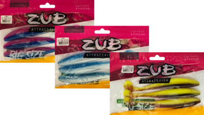 Приманка ZUB-IZI 185мм(7,3")-3шт, (Цвет 407)зеленый верх - желтый низ