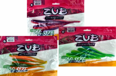 Приманка ZUB-HORDA SLAG 144мм(5,6")-4шт, (Цвет 407)зеленый верх - желтый низ