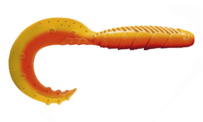 Приманка ZUB-HIBINA  95мм(3,8")-4шт, (Цвет 405) желтый верх - оранжевый низ