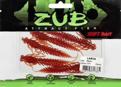 Приманка ZUB-LARVA  80мм(3,2")-5шт, (цвет 911) машинное масло с блестками Приманка ZUB-LARVA  80мм(3,2")-5шт, (цвет 911) машинное масло с блестками