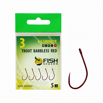 Крючок FS TROUT с БОЛЬШИМ ухом, без бородки №4 RED (5 шт)