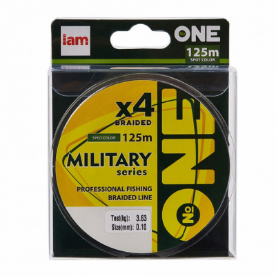 Плетеная леска №ONE MILITARY Х4-125 (spot color) d0.14 Плетеная леска №ONE MILITARY Х4-125 (spot color) d0.14