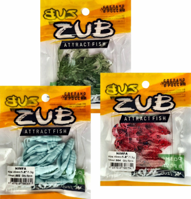 Приманка ZUB-NIMFA 45мм(1,8")-8шт, (цвет 610) фиолетовый с блестками