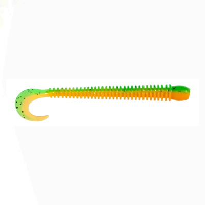 Приманка ZUB-WORM-ZANDER 108мм(4,3")-5шт, (цвет 022) зеленый верх -оранжевый низ Приманка ZUB-WORM-ZANDER 108мм(4,3")-5шт, (цвет 022) зеленый верх -оранжевый низ