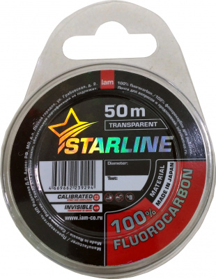 Флюорокарбон STARLINE 100% FLUOROCARBON  50m (transparent) d0.12 Флюорокарбон STARLINE 100% FLUOROCARBON  50m (transparent) d0.12
