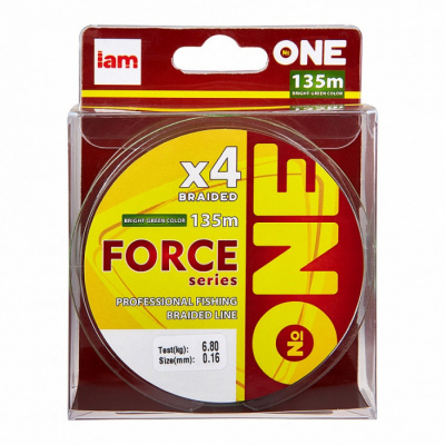 Плетеная леска №ONE FORCE Х4-135 (bright-green) d0.14 Плетеная леска №ONE FORCE Х4-135 (bright-green) d0.14