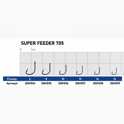 Крючок Dunaev Super Feeder 705 # 14 (упак.10шт)