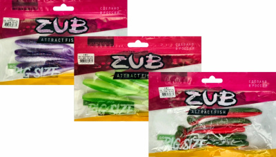 Приманка ZUB-IZI 140мм(5,5")-5шт, (Цвет 407)зеленый верх - желтый низ