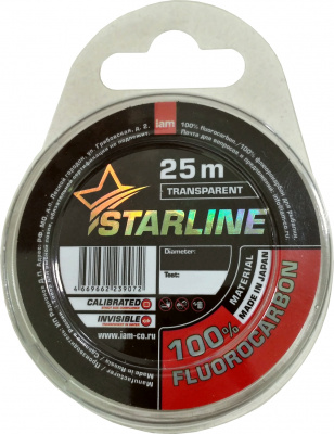 Флюорокарбон STARLINE 100% FLUOROCARBON  25m (transparent) d0.50 Флюорокарбон STARLINE 100% FLUOROCARBON  25m (transparent) d0.50
