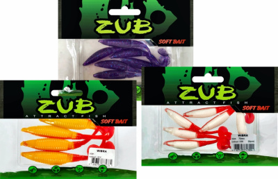 Приманка ZUB-WIBRA  75мм(3")-6шт, (цвет 035) красный верх-зеленый низ