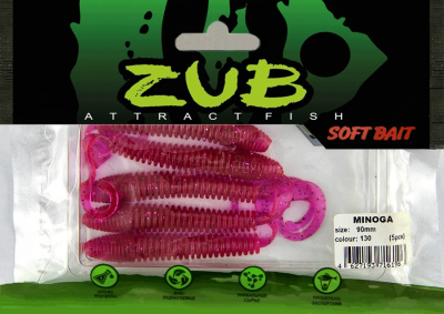Приманка ZUB-MINOGA  90мм(3,5")-5шт, (цвет 130) маджента с блестками Приманка ZUB-MINOGA  90мм(3,5")-5шт, (цвет 130) маджента с блестками