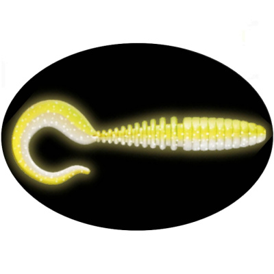 Приманка ZUB-TWIST 100мм(4")-4шт, (цвет 404) желтый светящийся